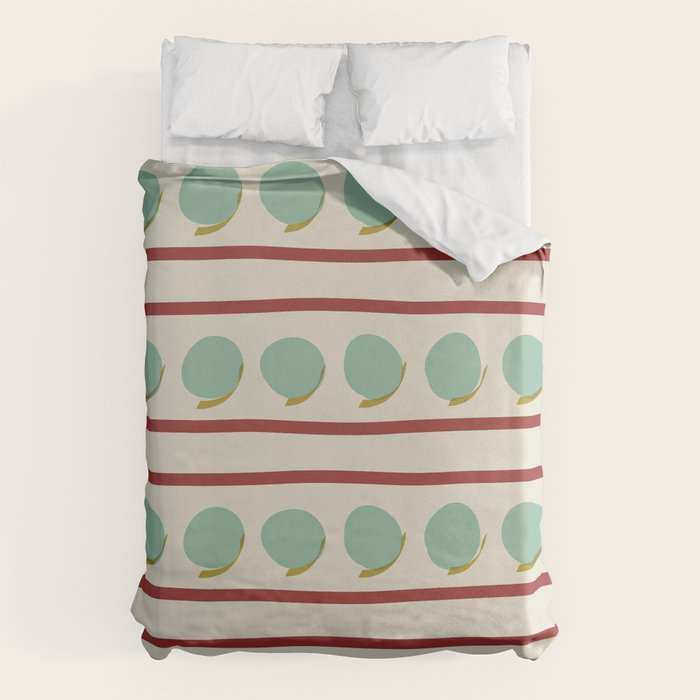 Rust and Light Teal Modern Circles and Lines Duvet Cover Gallery Image 6
