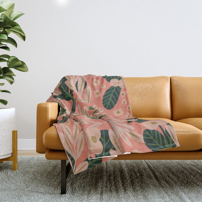 Poppy Pine (pink) Throw Blanket Gallery Image 1