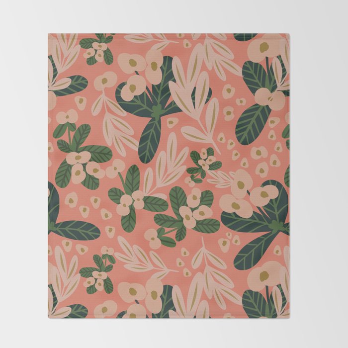 Poppy Pine (pink) Throw Blanket Gallery Image 2