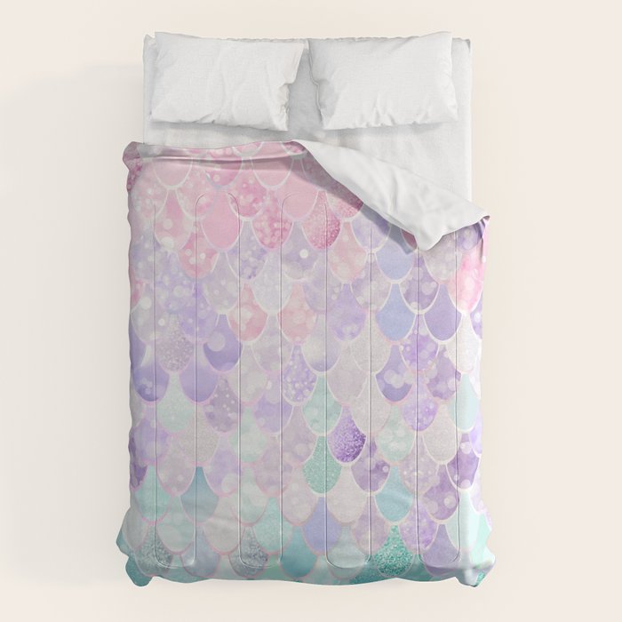 Cute Mermaid Pattern, Light Pink, Purple, Teal Comforter Gallery Image 6