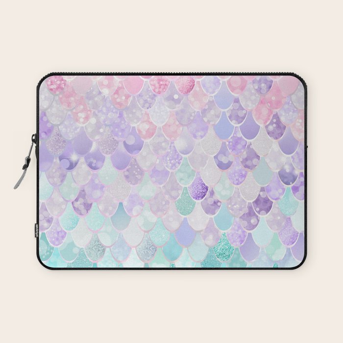 Cute Mermaid Pattern, Light Pink, Purple, Teal Laptop Sleeve Gallery Image 1