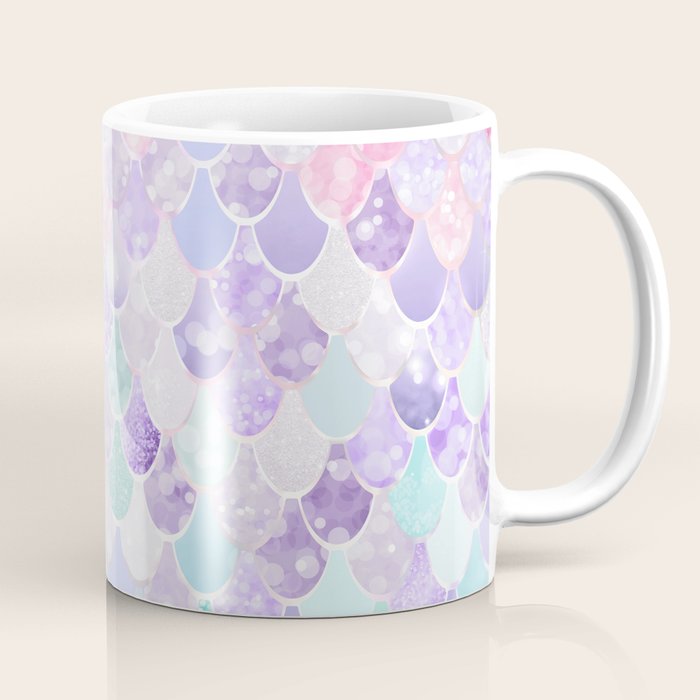 Cute Mermaid Pattern, Light Pink, Purple, Teal Coffee Mug Gallery Image 1