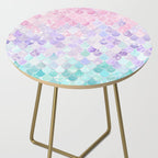 Cute Mermaid Pattern, Light Pink, Purple, Teal Side Table Gallery Image 2
