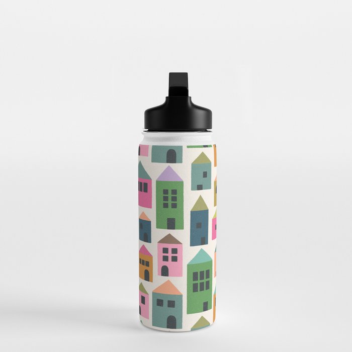 Happy Houses - Multi-colored Water Bottle Gallery Image 3