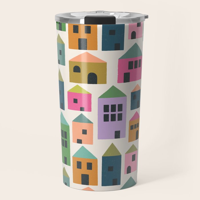 Happy Houses - Multi-colored Travel Mug Gallery Image 1