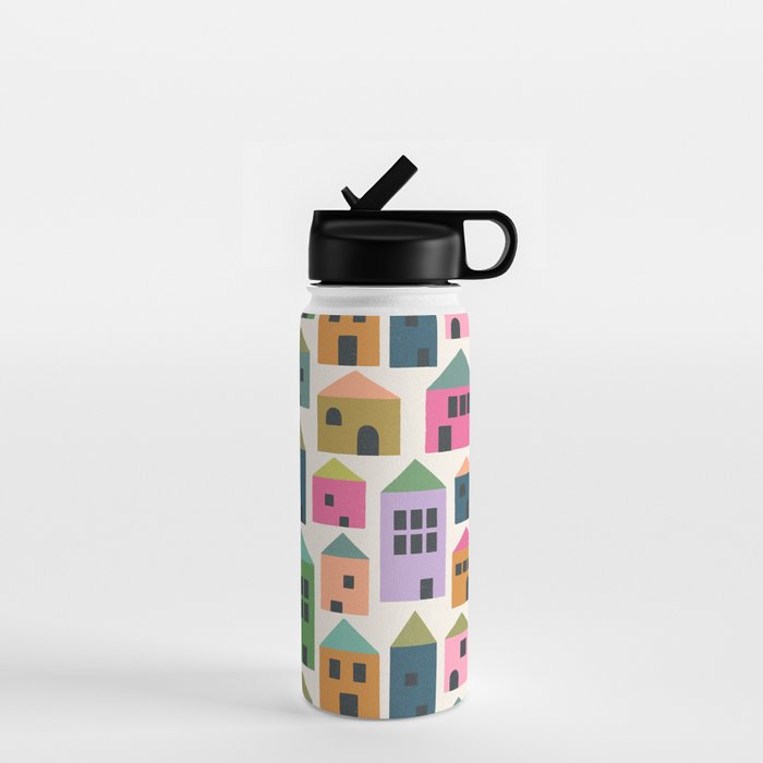 Happy Houses - Multi-colored Water Bottle Gallery Image 1