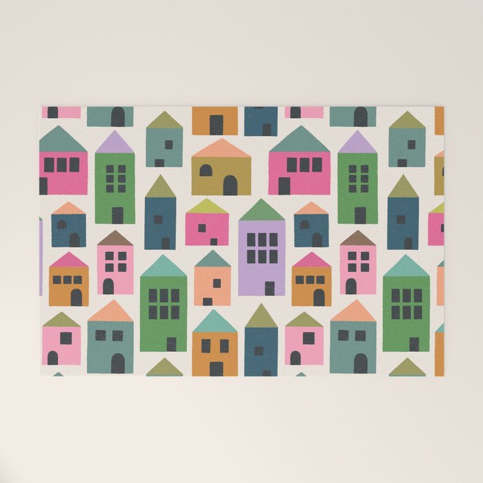 Happy Houses - Multi-colored Welcome Mat Gallery Image 1