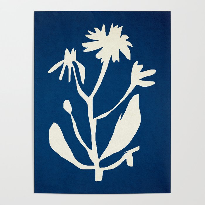 abstract botanical- blue flower Poster Gallery Image 1