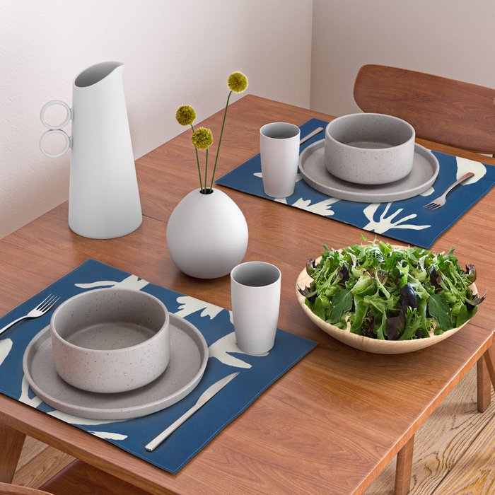 abstract botanical- blue flower Placemat Gallery Image 2