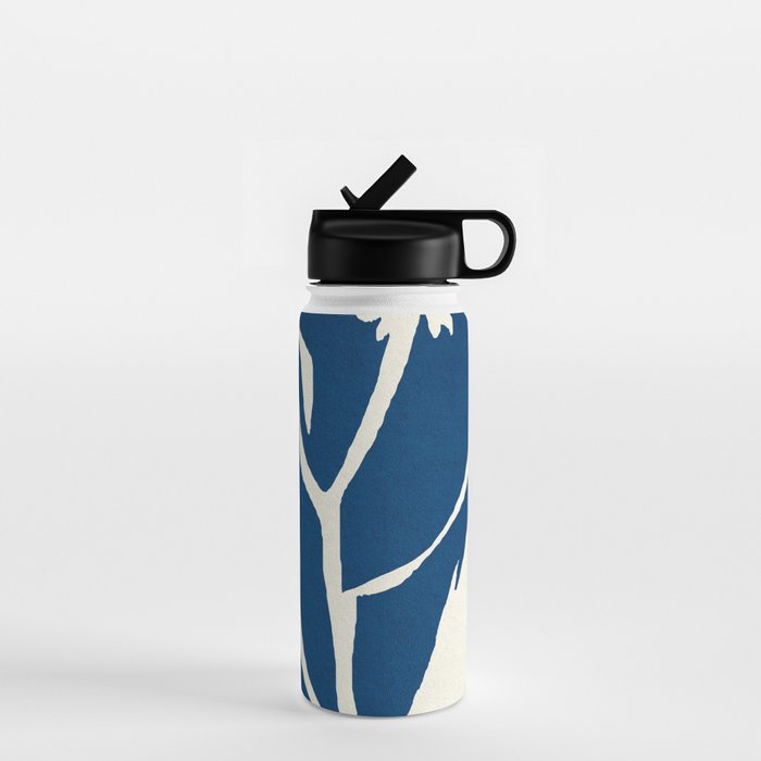 abstract botanical- blue flower Water Bottle Gallery Image 1