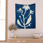 abstract botanical- blue flower Wall Tapestry Gallery Image 2