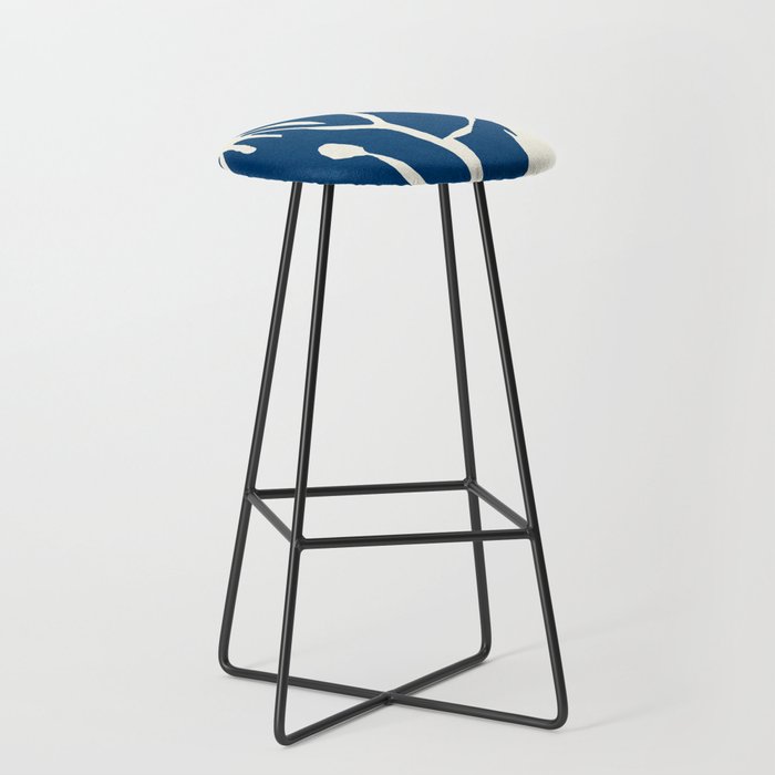 abstract botanical- blue flower Stool Gallery Image 1