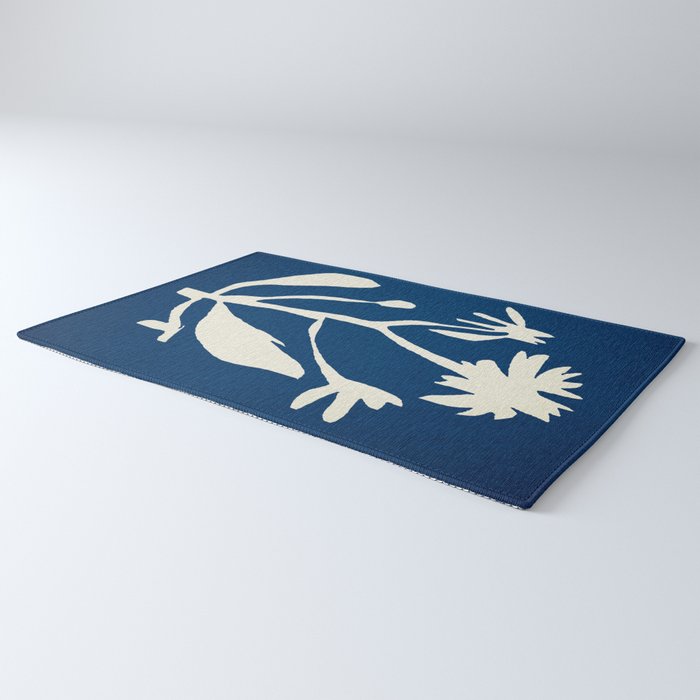 abstract botanical- blue flower Rug Gallery Image 3
