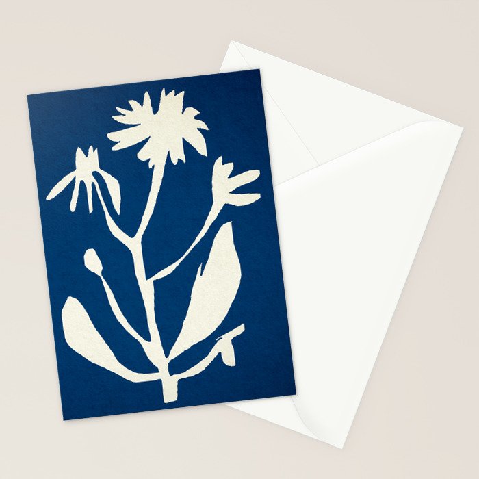 abstract botanical- blue flower Stationery Card Gallery Image 2