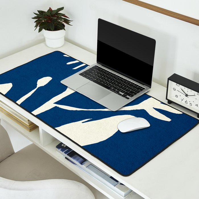 abstract botanical- blue flower Desk Mat Gallery Image 2