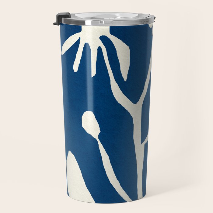 abstract botanical- blue flower Travel Mug Gallery Image 3