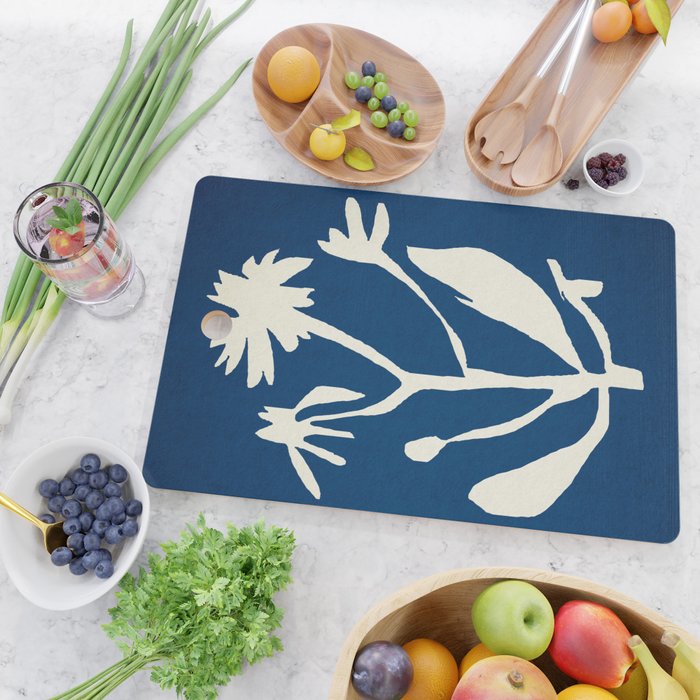 abstract botanical- blue flower Cutting Board Gallery Image 2