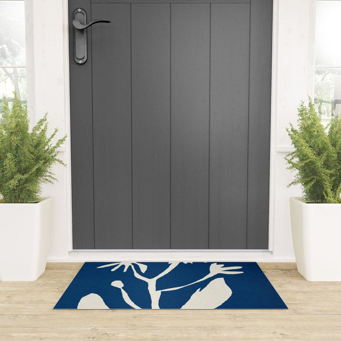 abstract botanical- blue flower Welcome Mat Gallery Image 3