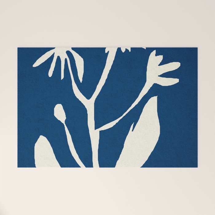 abstract botanical- blue flower Welcome Mat Gallery Image 1