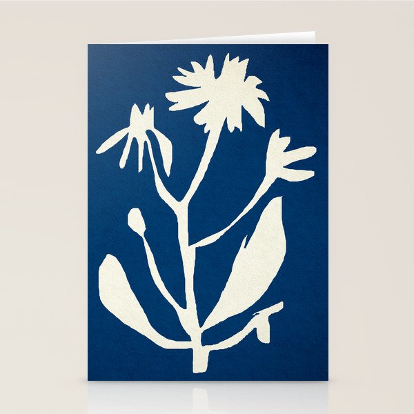abstract botanical- blue flower Stationery Card Gallery Image 1