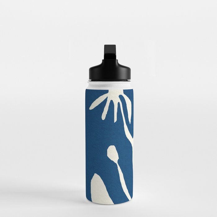abstract botanical- blue flower Water Bottle Gallery Image 3