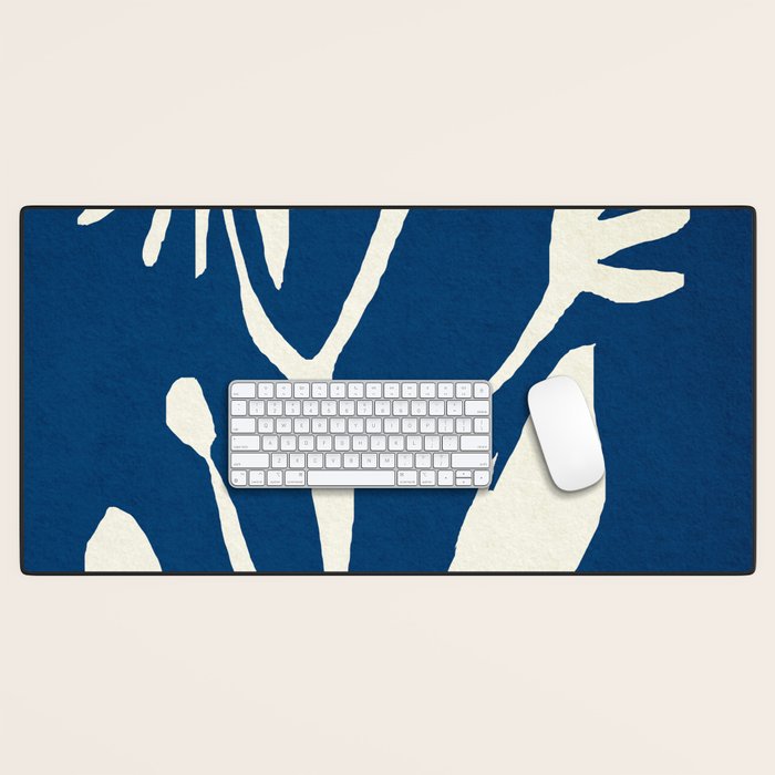 abstract botanical- blue flower Desk Mat Gallery Image 1