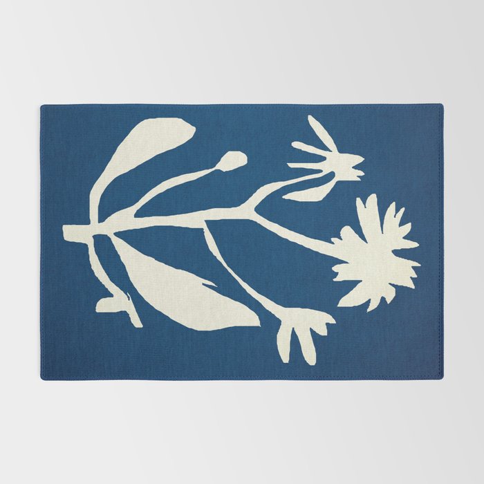 abstract botanical- blue flower Rug Gallery Image 2
