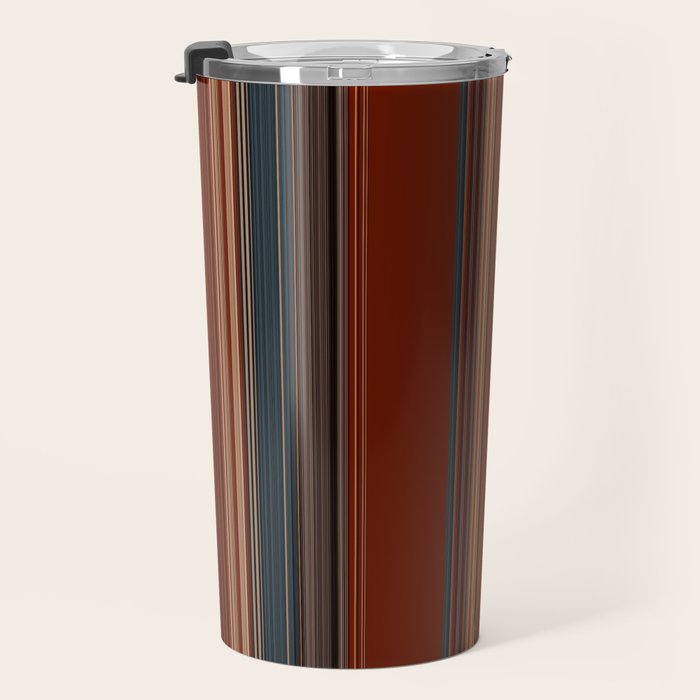 Bold Rust Colorful Stripes Travel Mug Gallery Image 3