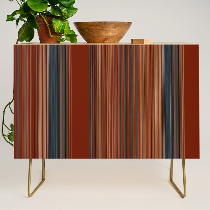 Bold Rust Colorful Stripes Credenza Gallery Image 1
