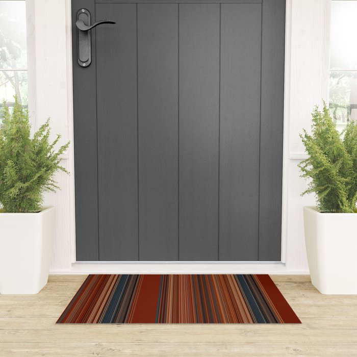 Bold Rust Colorful Stripes Welcome Mat Gallery Image 3