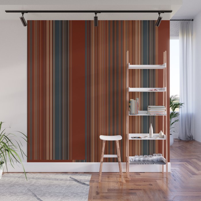 Bold Rust Colorful Stripes Wall Mural Gallery Image 1