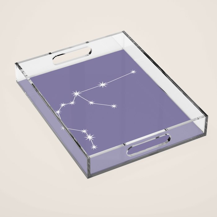 Aquarius Zodiac Star Constellation Line Art Lavender Purple Acrylic Tray Gallery Image 1