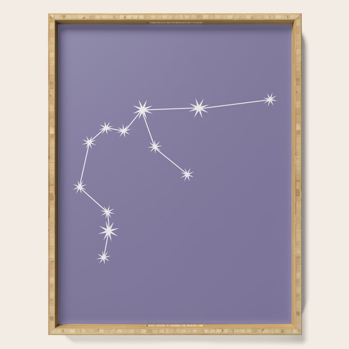 Aquarius Zodiac Star Constellation Line Art Lavender Purple Serving Tray Gallery Image 1