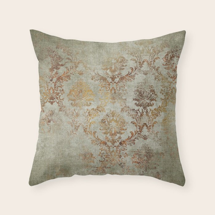 Aged Damask Texture 3 Throw Pillow