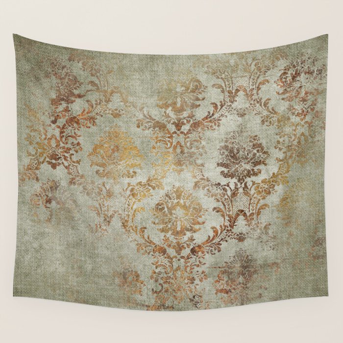 Aged Damask Texture 3 Wall Tapestry Gallery Image 4