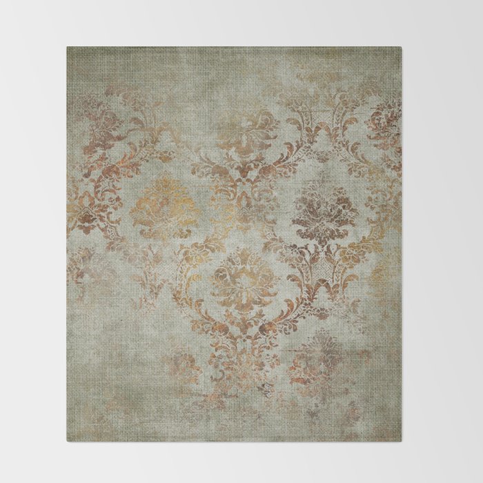 Aged Damask Texture 3 Throw Blanket Gallery Image 2