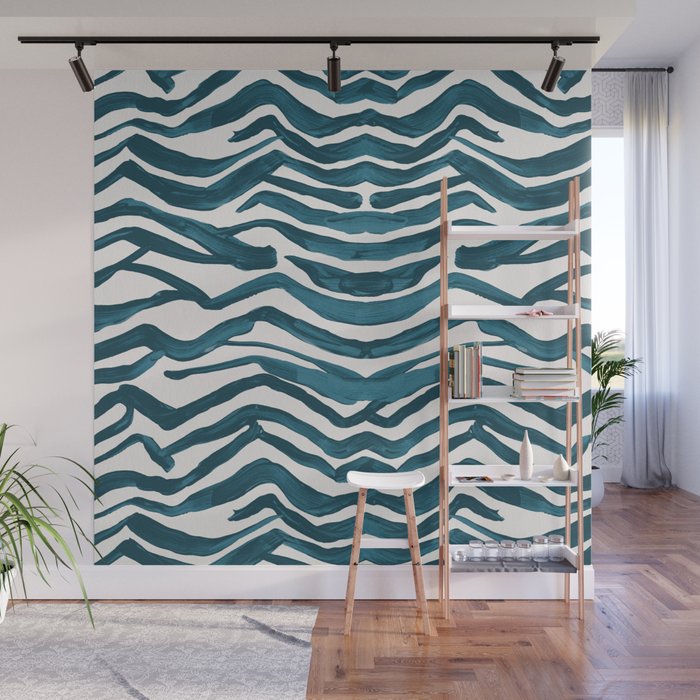 Zebra Print - Teal Palette Wall Mural Gallery Image 1