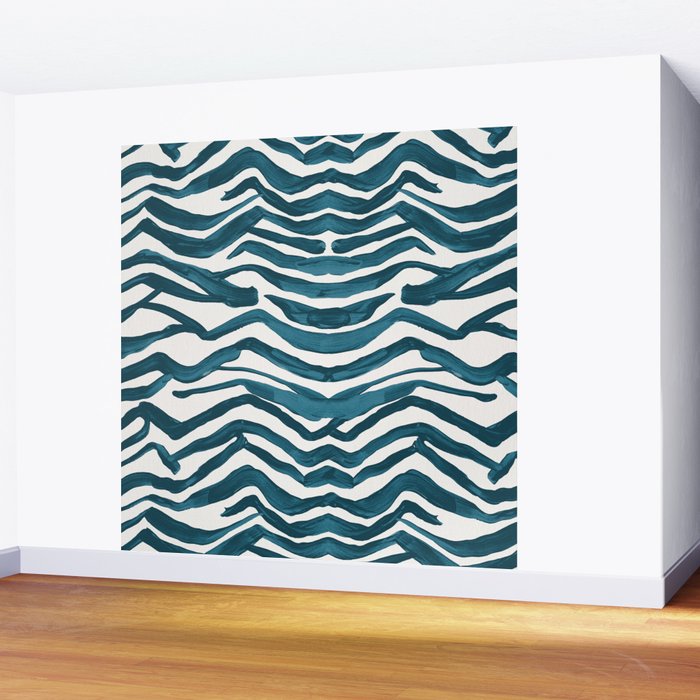 Zebra Print - Teal Palette Wall Mural Gallery Image 2