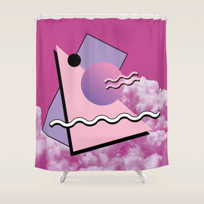 Vaporwave sky 5 / Pink Sky / 80s / 90s / aesthetic Shower Curtain Gallery Image 1