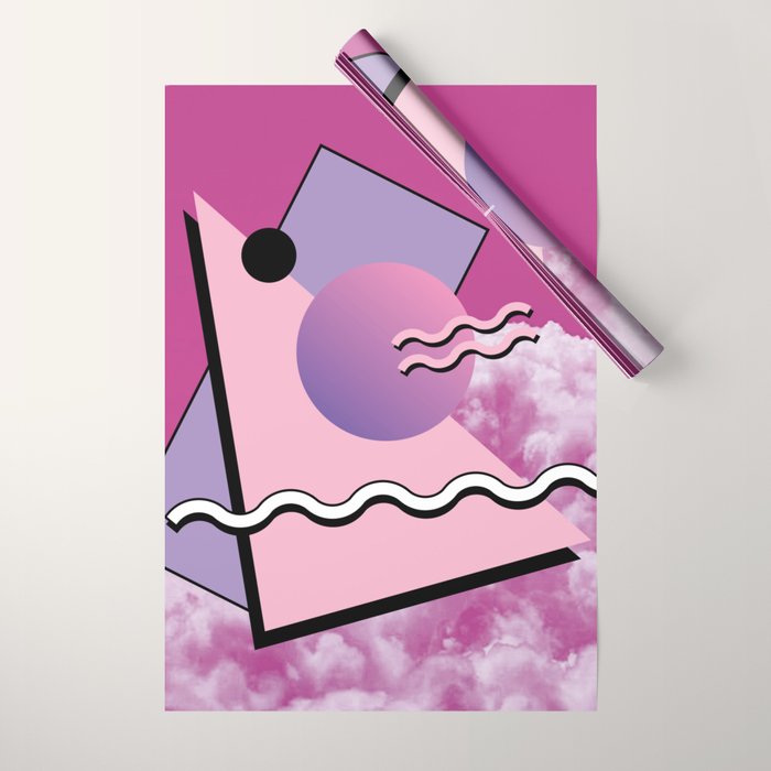 Vaporwave sky 5 / Pink Sky / 80s / 90s / aesthetic Wrapping Paper Gallery Image 1