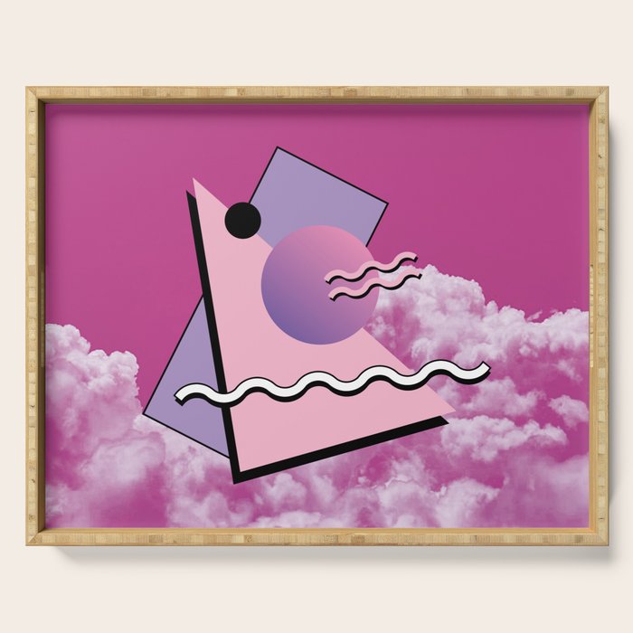 Vaporwave sky 5 / Pink Sky / 80s / 90s / aesthetic Serving Tray Gallery Image 1