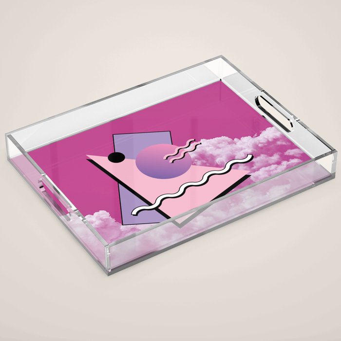 Vaporwave sky 5 / Pink Sky / 80s / 90s / aesthetic Acrylic Tray Gallery Image 1