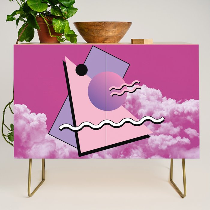 Vaporwave sky 5 / Pink Sky / 80s / 90s / aesthetic Credenza Gallery Image 1