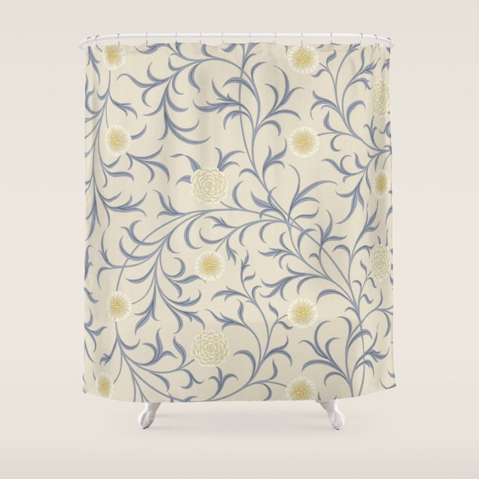 William Morris Vintage Scroll Parchment Mineral Shower Curtain Gallery Image 1