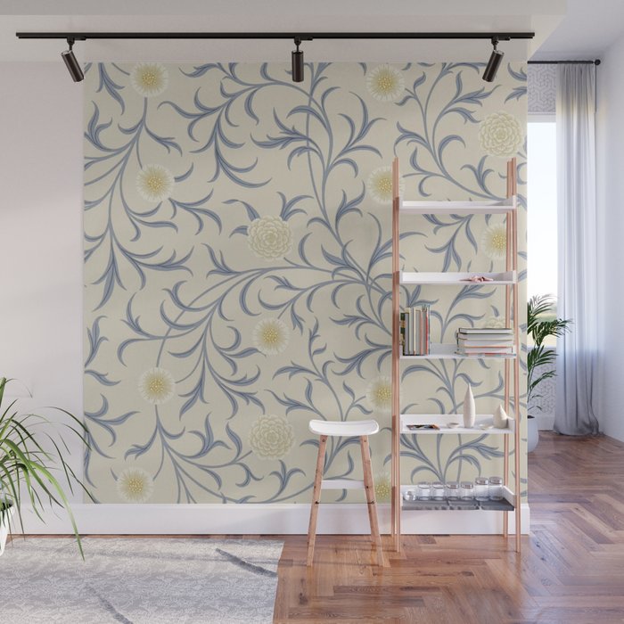 William Morris Vintage Scroll Parchment Mineral Wall Mural Gallery Image 1