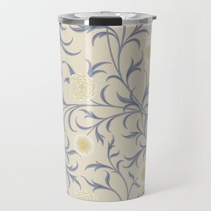 William Morris Vintage Scroll Parchment Mineral Travel Mug Gallery Image 1