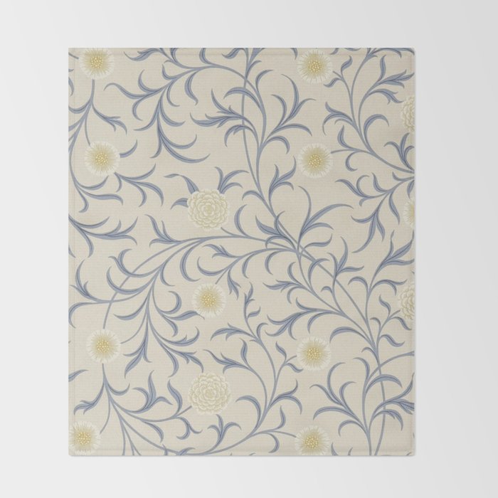 William Morris Vintage Scroll Parchment Mineral Throw Blanket Gallery Image 2