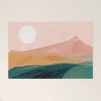 pink, green, gold moon watercolor mountains Welcome Mat Gallery Image 1