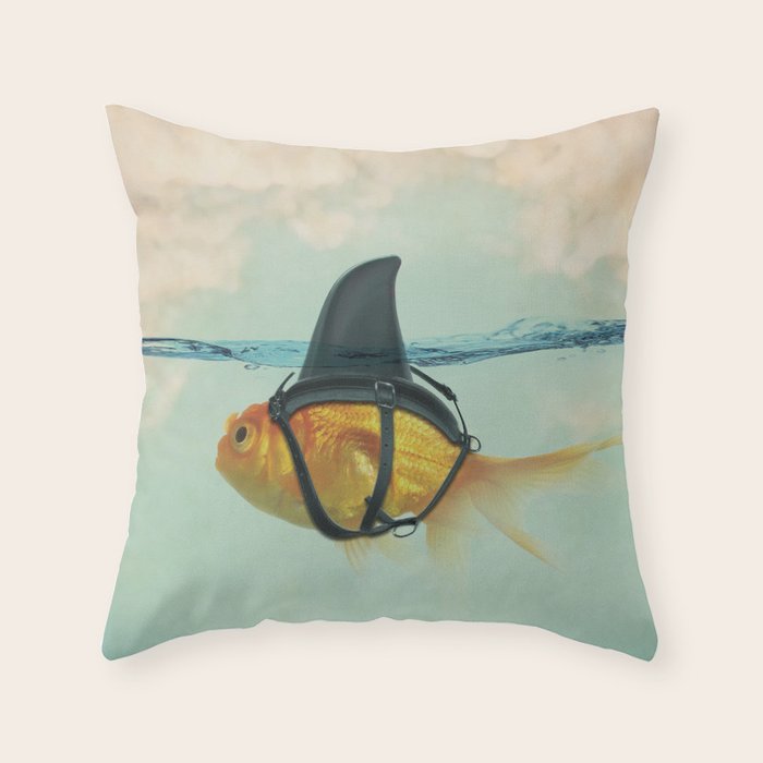 Brilliant DISGUISE - Goldfish with a Shark Fin Throw Pillow Gallery Image 6