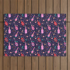 Festive Celebration Pattern  Holiday Champagne Bottles  and Cheers Outdoor Rug Gallery Image 1